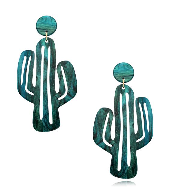 Kolczyki zielone z kaktusami Cactus KZA0080