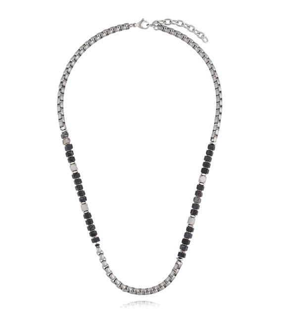 Naszyjnik stalowy w odcieniach srebra i szarości NMITC0250