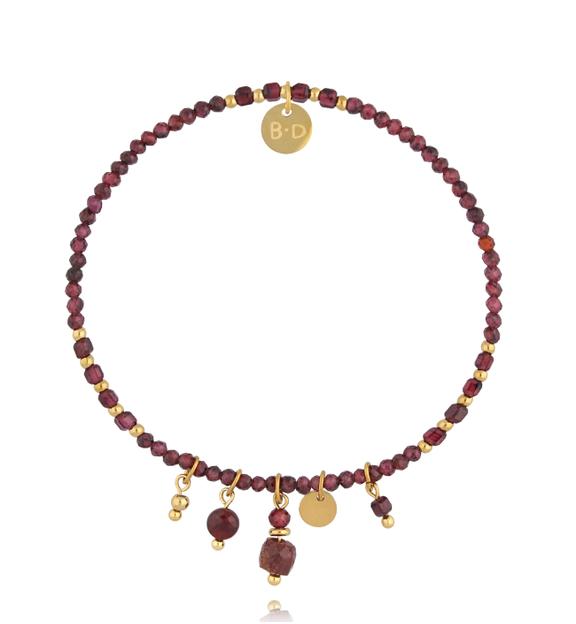 Bransoletka z granatu z zawieszkami BTW3574