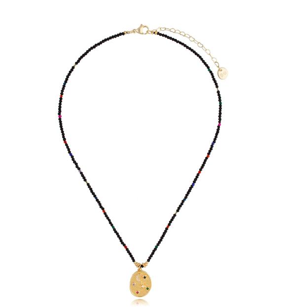 Naszyjnik czarny z kolorową zawieszką Abrantes NTW0768