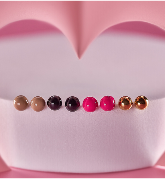 Kolczyki złote kulki z beżową emalią 5 mm Enamel Balls KSA1424