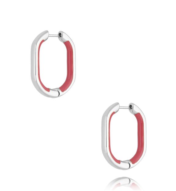 Kolczyki srebrne z różową emalią Tamala KSA1646