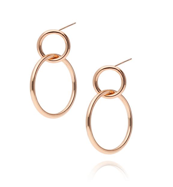 Kolczyki złote koła różowe KRG0439