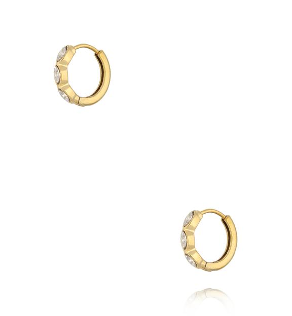 Kolczyki złote kółka z białymi cyrkoniami KSA2468