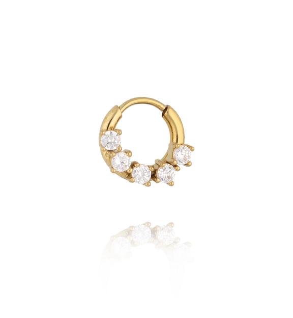 Kolczyk pojedynczy złocony z białymi cyrkoniami KSA2529