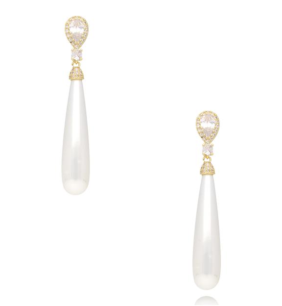 Kolczyki z podłużną perłą i kryształkami KPE0213