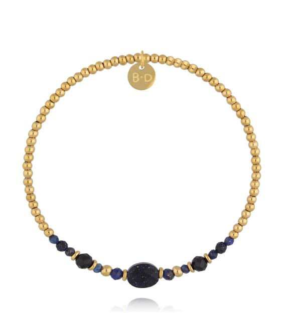 Bransoletka granatowo złota BTW3590