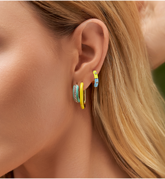 Kolczyki emaliowane żółto niebieskie Summer Beach KSH0010