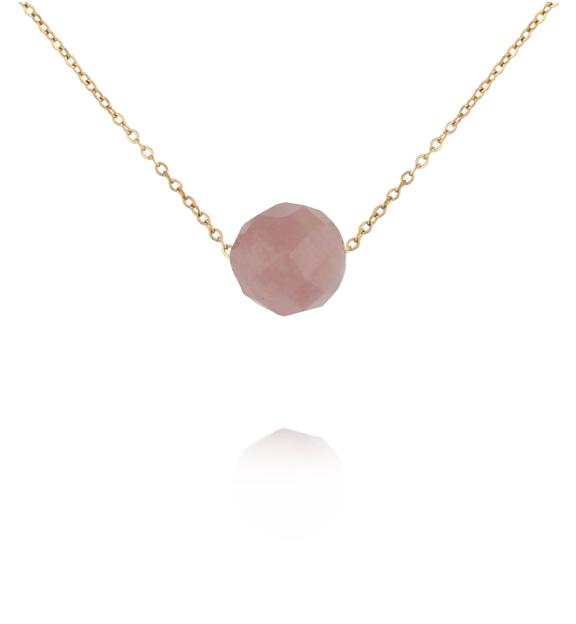 Naszyjnik z różowym turmalinem na delikatnym łańcuszku NLB0332