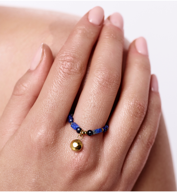 Pierścionek elastyczny z lapisami PTW0512