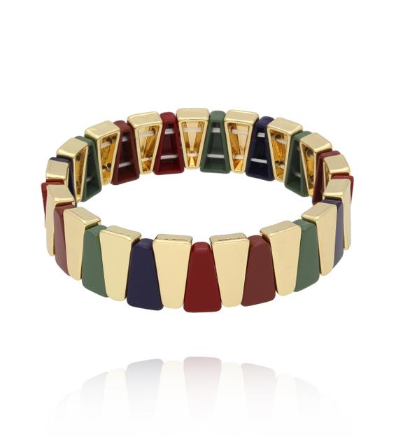 Bransoletka granatowo zielono bordowa geometryczna BCR0063