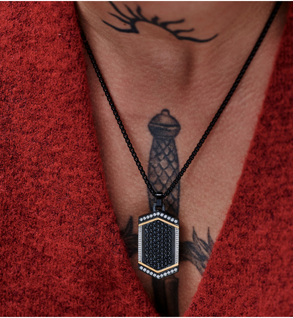 Naszyjnik męski z czarną zawieszką  NMITC0233