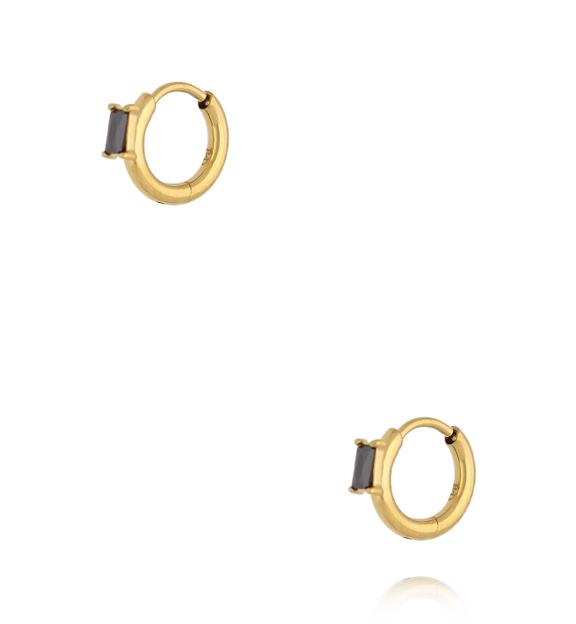 Kolczyki złocone z czarnymi prostokątnymi kamieniami KSA2539