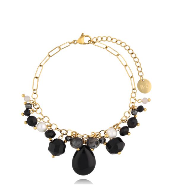 Bransoletka z kamieniami czarna Island Elegance BPA0453