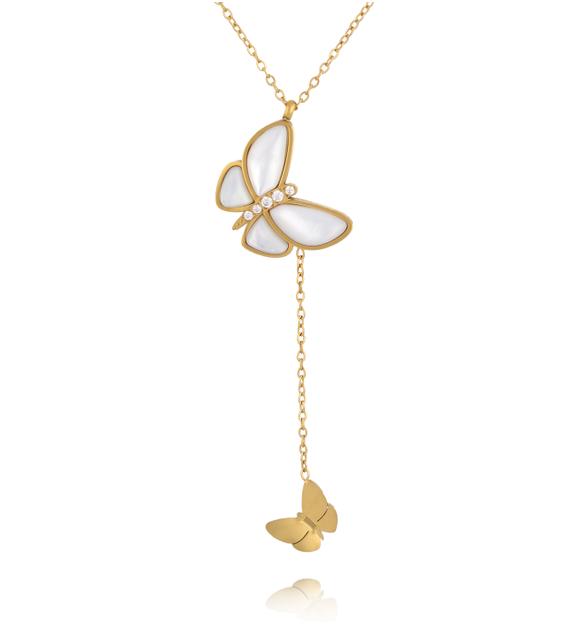 Naszyjnik z motylem i delikatnym łańcuszkiem NSY0877