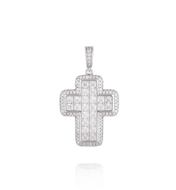 Charms srebrny z krzyżem wysadzanym kryształkami CHSS0030