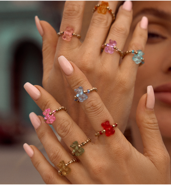 Pierścionek złoty z błękitnym misiem Bears PSC0350