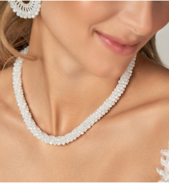 Naszyjnik z kryształkami biały Luminous NWE0005