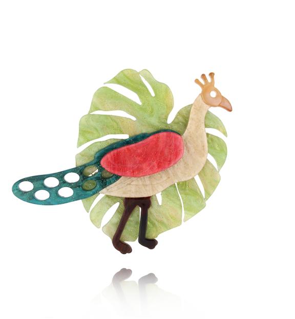 Broszka z pawiem Colorful Peacock BRZA0075