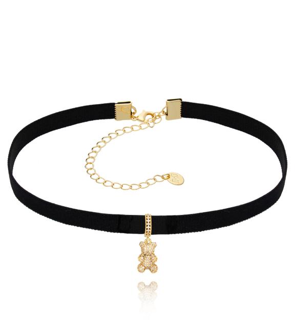 Choker czarny z tasiemką i misiem Bears NS0185