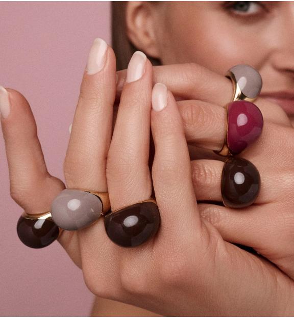 Pierścionek złoty z brązową emalią PSA1252