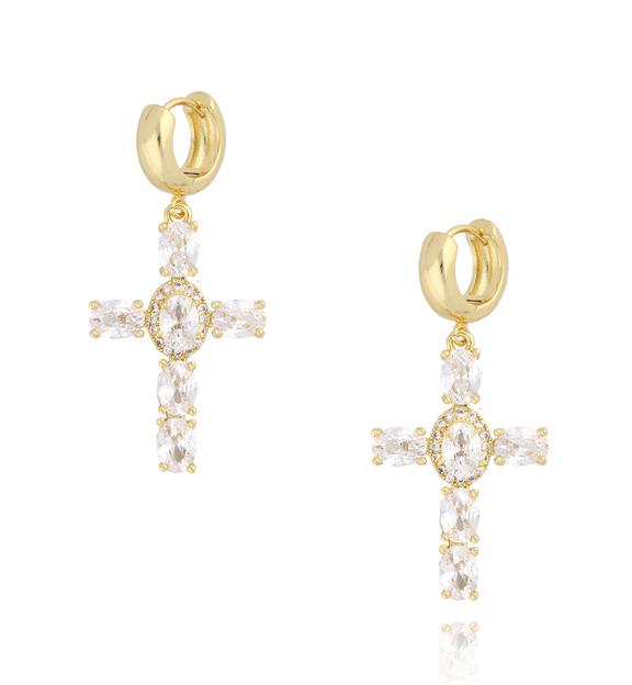 Kolczyki transparentne krzyżyki z kryształkami Hullu KRG0940
