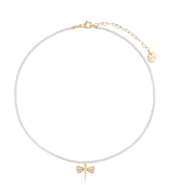 Naszyjnik biały z ważką Aya NTW0936