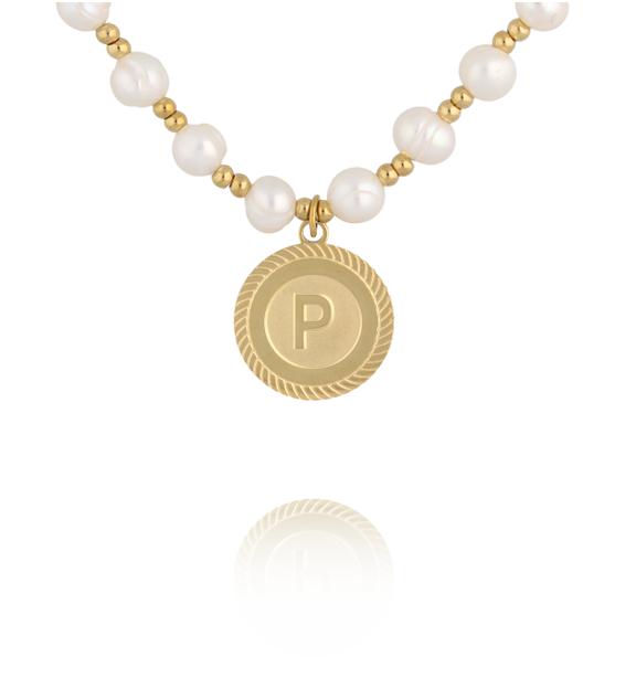 Naszyjnik z pereł z literką P NPE0382