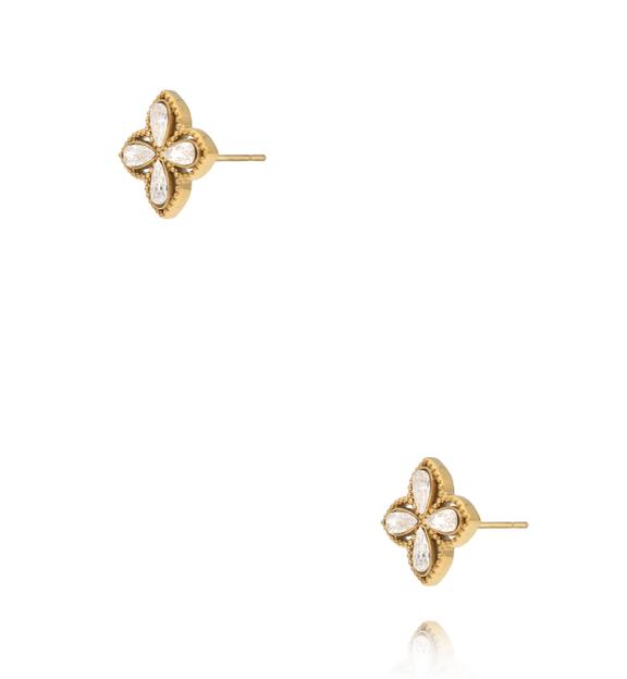 Kolczyki sztyfty z cyrkoniami w kształcie koniczyny KSY0690