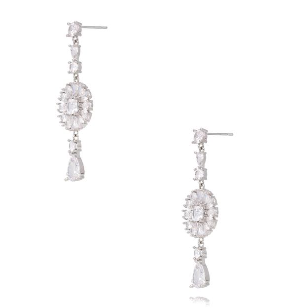 Kolczyki wiszące z cyrkoniami w srebrnym wykończeniu KLU0193