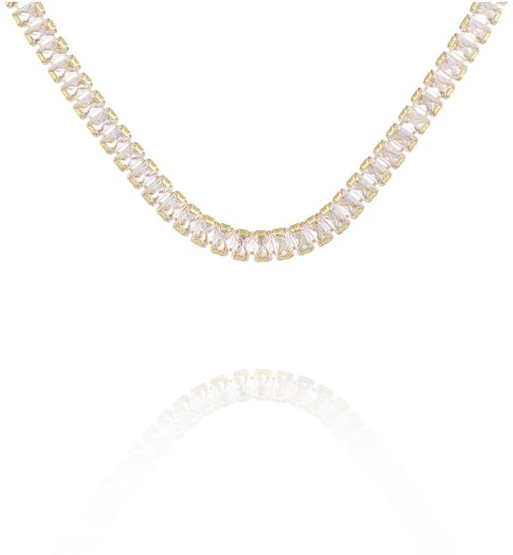 Naszyjnik typu tennis z podłużnymi kryształkami w złotej oprawie NS0426