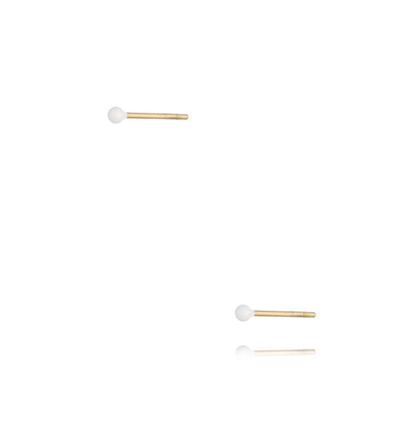 Kolczyki złote kulki z białą emalią 2 mm Enamel Balls KSA0772