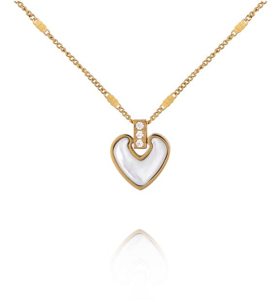 Naszyjnik dwustronny z emaliowanym sercem i cyrkoniami NSY0837