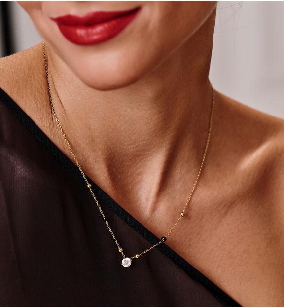 Naszyjnik z cyrkonią i czarnymi akcentami NSY0629