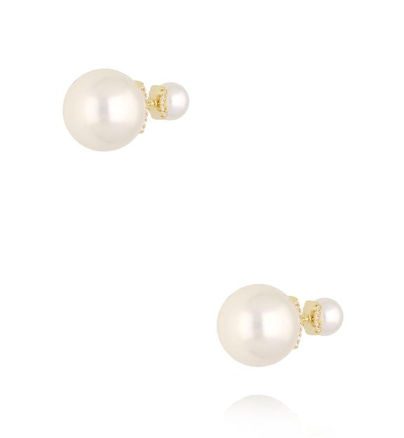 Kolczyki dwustronne z perłami i kryształkami KPE0214