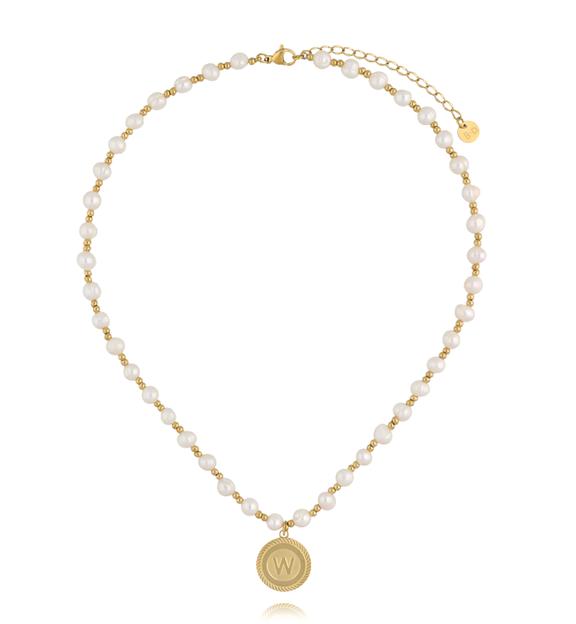 Naszyjnik z pereł z literką W NPE0383