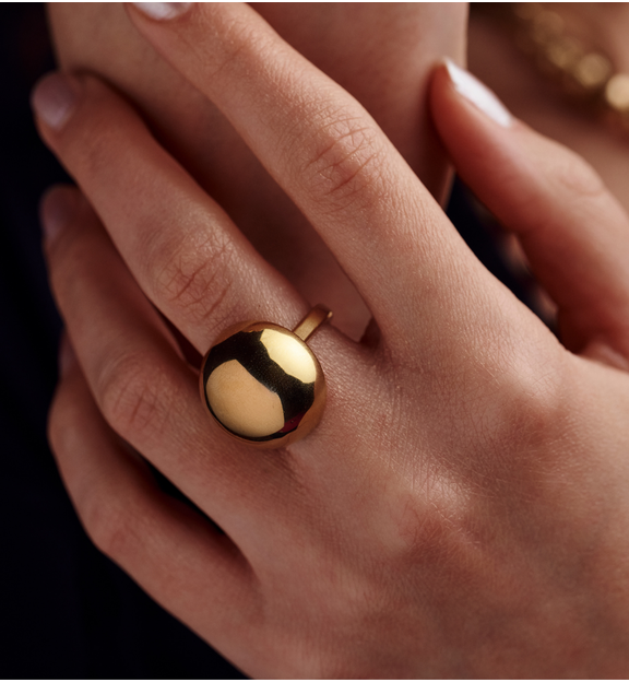 Pierścionek z półkulą złoty mały Geometric Harmony PSA0973