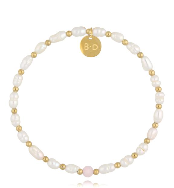 Bransoletka z perłami i kwarcem różowym Galax BPE0088