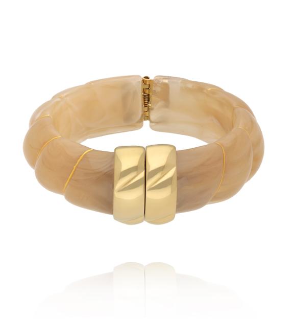 Bransoletka w odcieniu ciepłego karmelu ze złotym zapięciem BEU0004