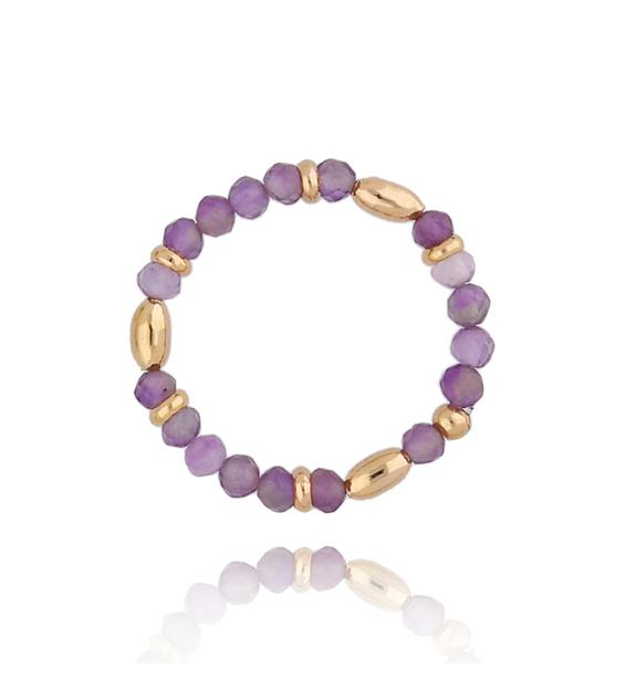 Pierścionek elastyczny z ametystami PTW0120