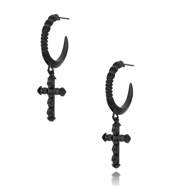 Kolczyki ze stali szlachetnej czarne Dark KMITC0017