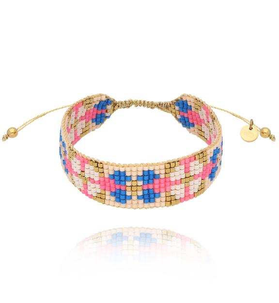Bransoletka różowo niebieska z koralikami Miyuki Halland BSC1846
