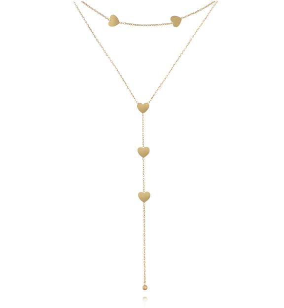 Naszyjnik warstwowy z serduszkami NSY0917