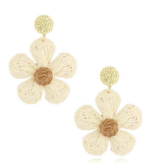 Kolczyki kremowe ze sznurkiem Summer Flower KSO0015