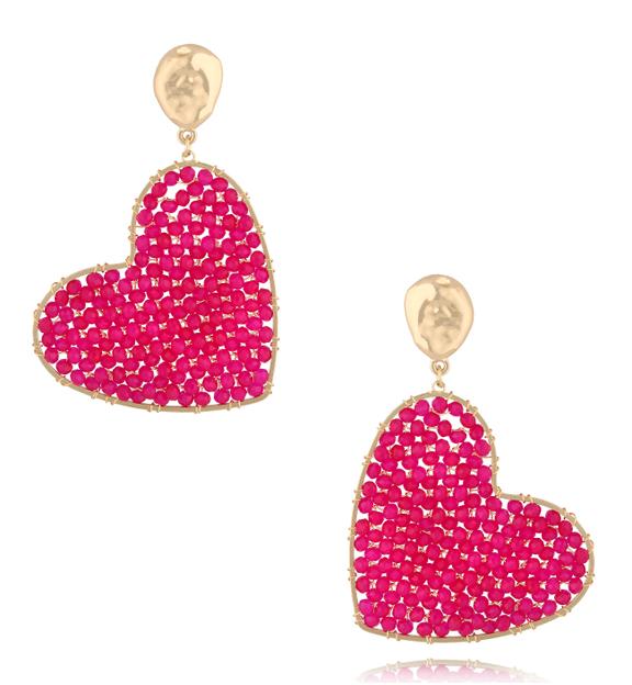 Kolczyki z fuksjowymi sercami Coeur Coloré KWE0068