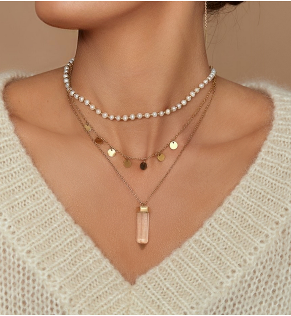 Naszyjnik z kryształem górskim Go Get It 38 cm NSA0259