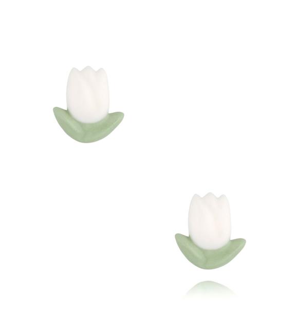 Kolczyki białe tulipany Tulip KZA0060