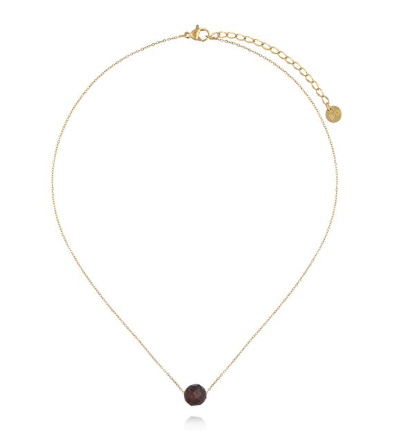 Naszyjnik z granatem na delikatnym złotym łańcuszku NLB0382