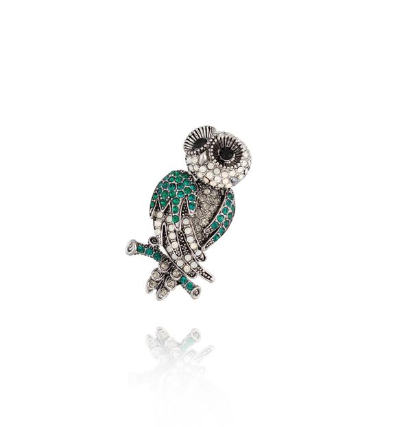 Broszka z sową Green Owl BRSS0116