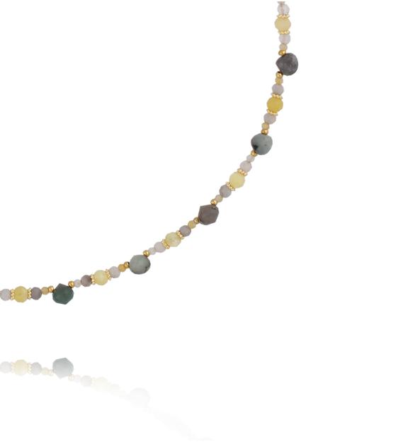 Naszyjnik z kwarcu rutylowego, żółtego opalu i tygrysiego oka NTW1571